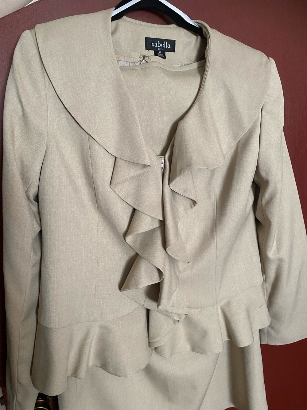 Isabella Cream Ruffle Blazer and skirt suit